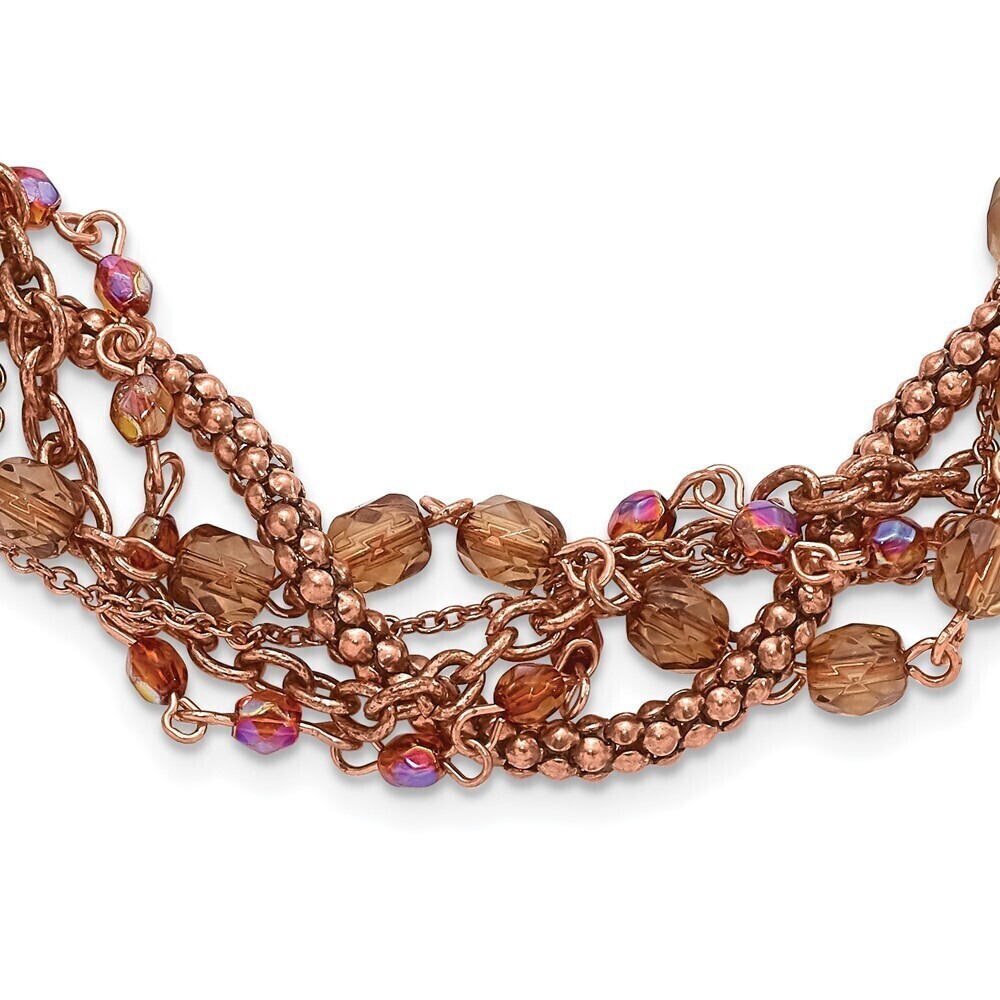 Copper-tone Five Strand Faceted Acrylic Beads Adj. 16" Twisted Necklace